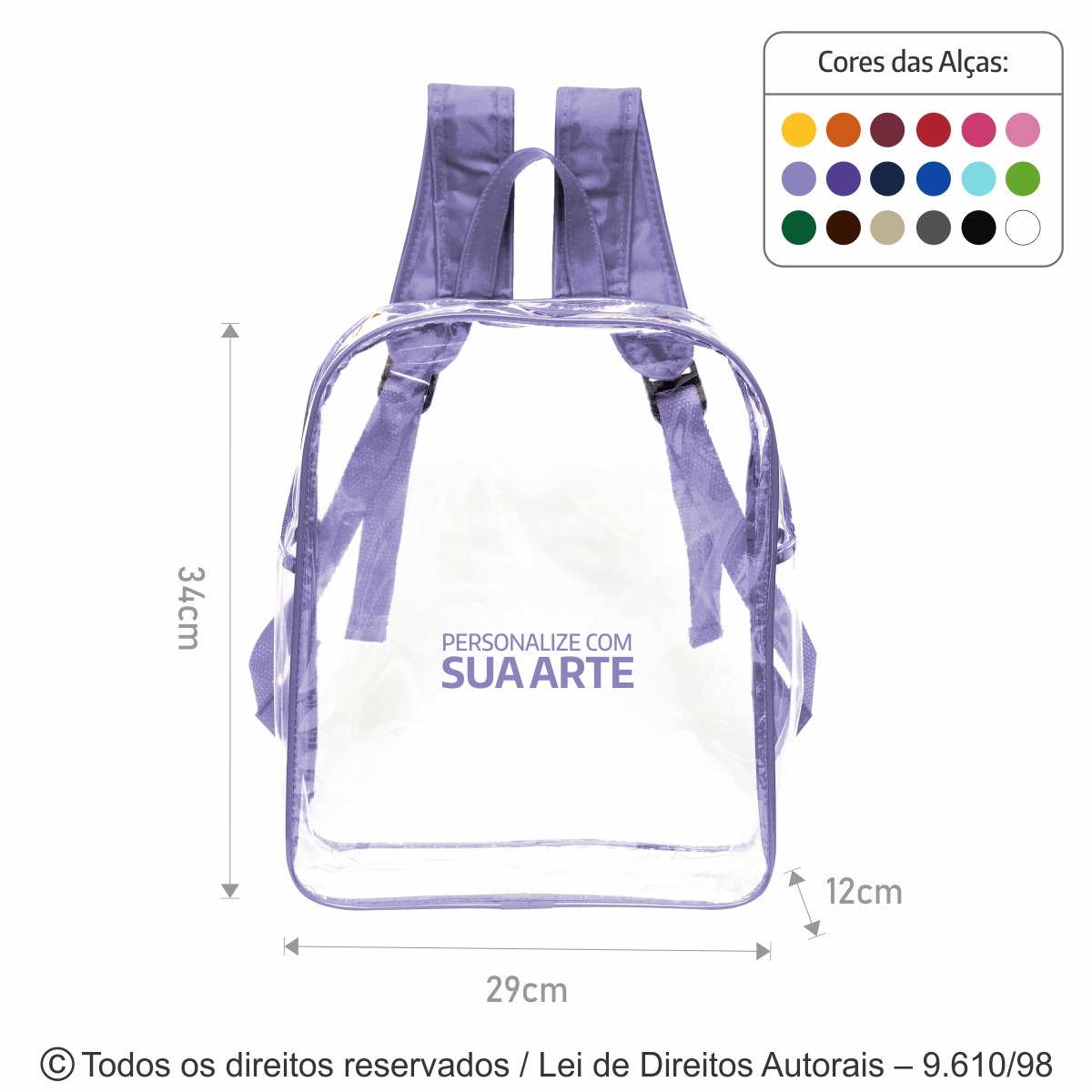 M24 MOCHILA EM PVC 020 28X33X10CM CRISTAL COM LILAS