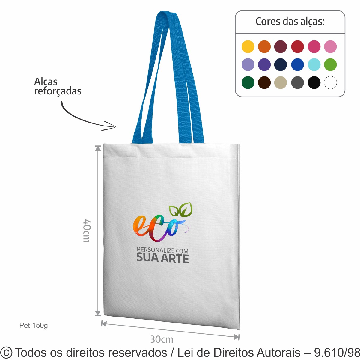 20PFC SACOLA DE PET 150G 32X40CM BRANCO COM AZUL ROYAL 07