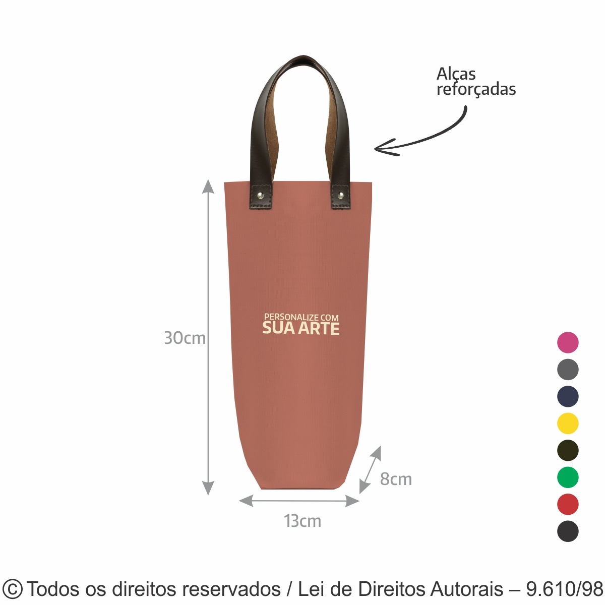 403LC PORTA VINHO DE LONA COLORIDA 240G 13X30X8CM ROSA CHA