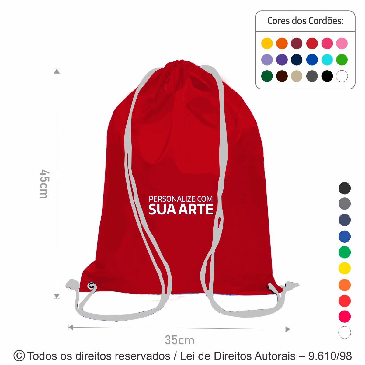 M5 MOCHILA DE NYLON 70 EMBORRACHADO 35X45CM VERMELHO COM BRANCO
