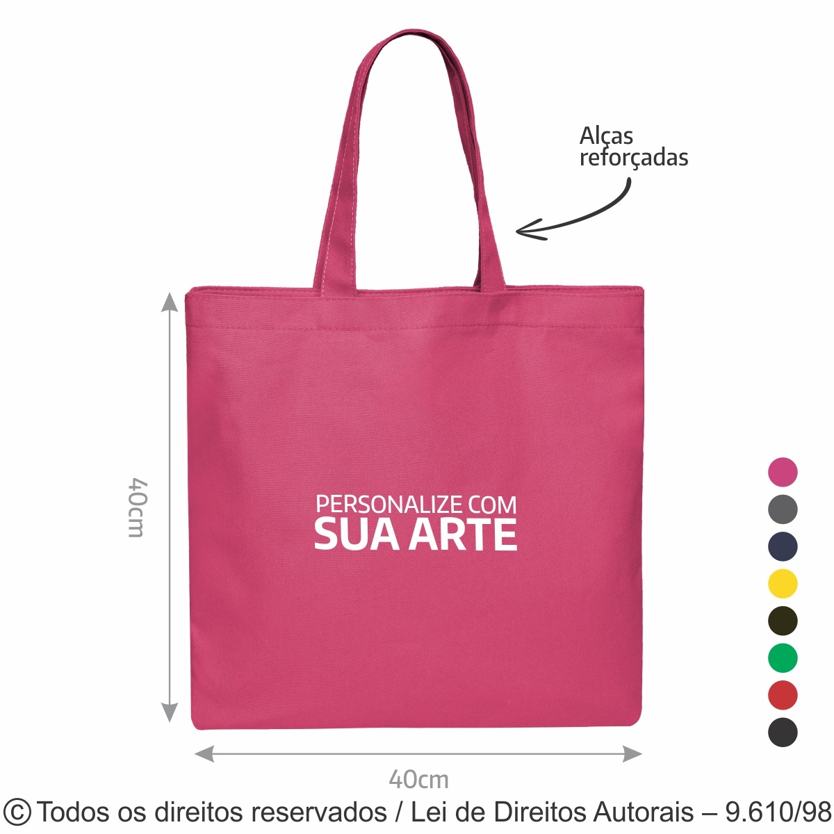 5LC SACOLA DE LONA COLORIDA 40X40CM PINK