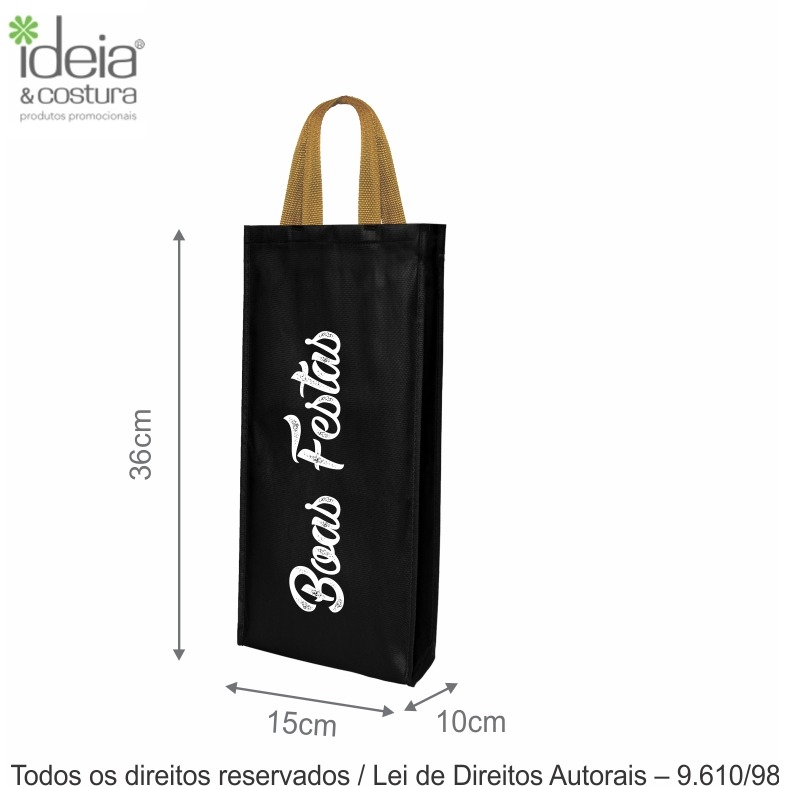 409T PORTA VINHO 1 GARRAFAS TNT 15X35X6CM PRETO COM RAMI