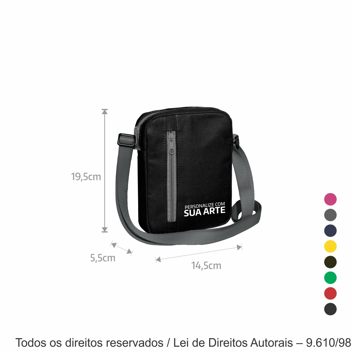 269LC SHOULDER BAG DE LONA COLORIDA 14,5X19,5X5,5CM PRETO COM CINZA ESCURO