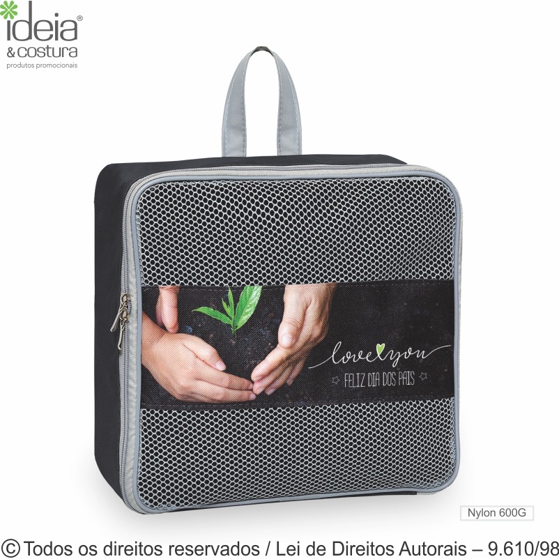 512NP ORGANIZADOR DE NYLON 600G 28X28X14CM PRETO COM CINZA CLARO