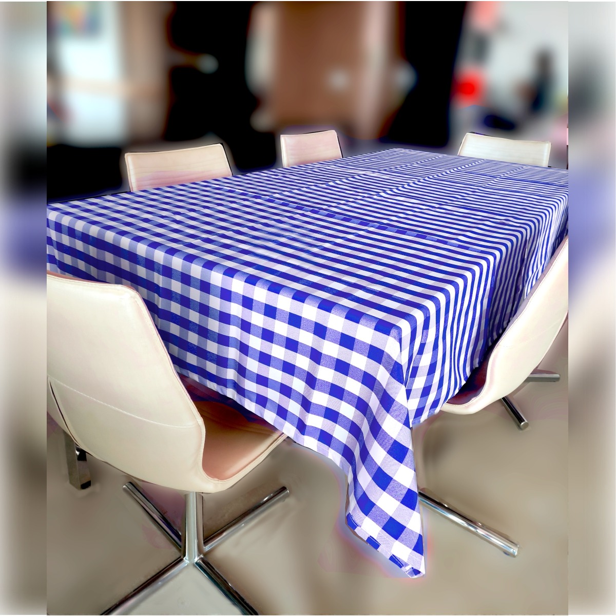 908 TOALHA DE MESA OXFORD XADREZ 140X220CM AZUL ROYAL