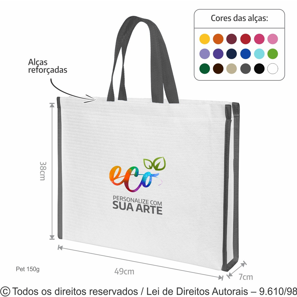 13PFC SACOLA DE PET 150G 49X38X7CM BRANCO COM CINZA ESCURO