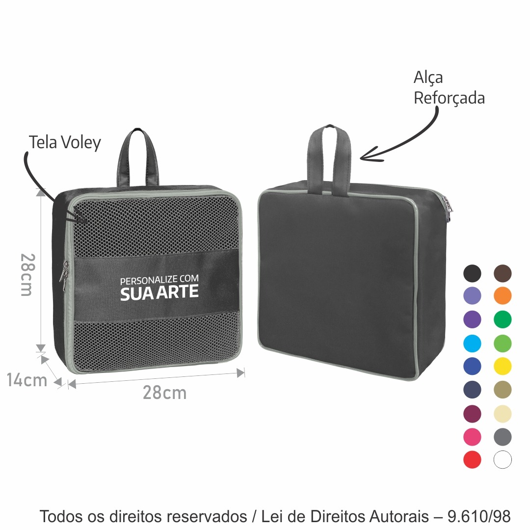 512N ORGANIZADOR DE NYLON 600G 28X28X14CM CINZA ESCURO COM CINZA CLARO