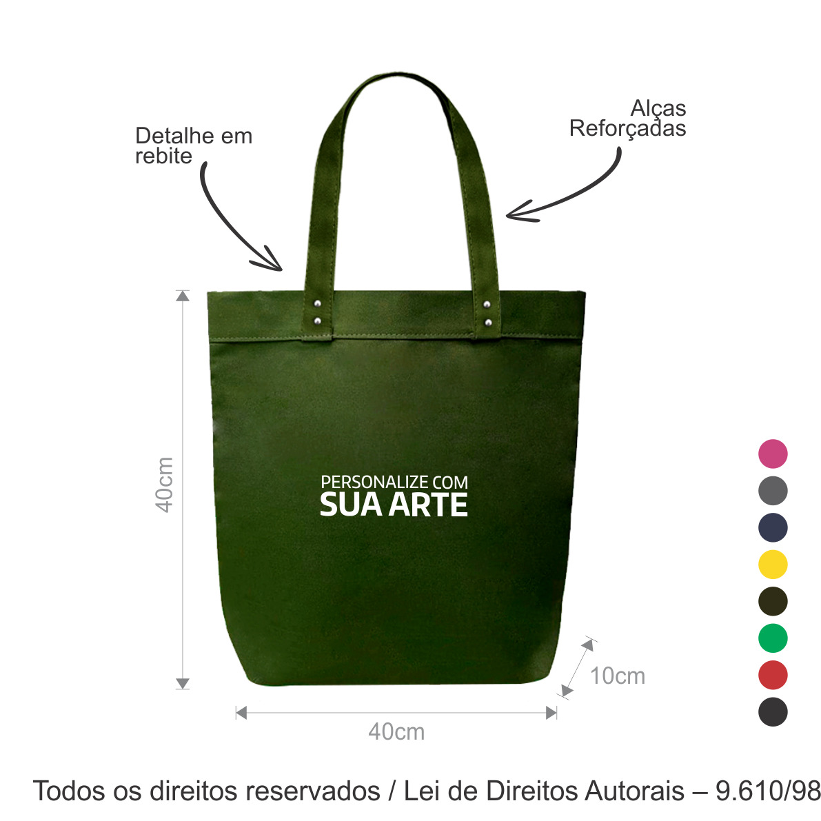 319LC SACOLA DE LONA 240G 40X40X10CM VERDE MUSGO