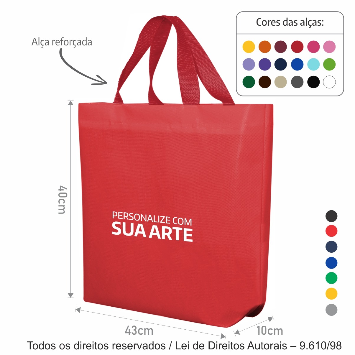 7T SACOLA DE TNT 80G 43X40X10CM VERMELHO