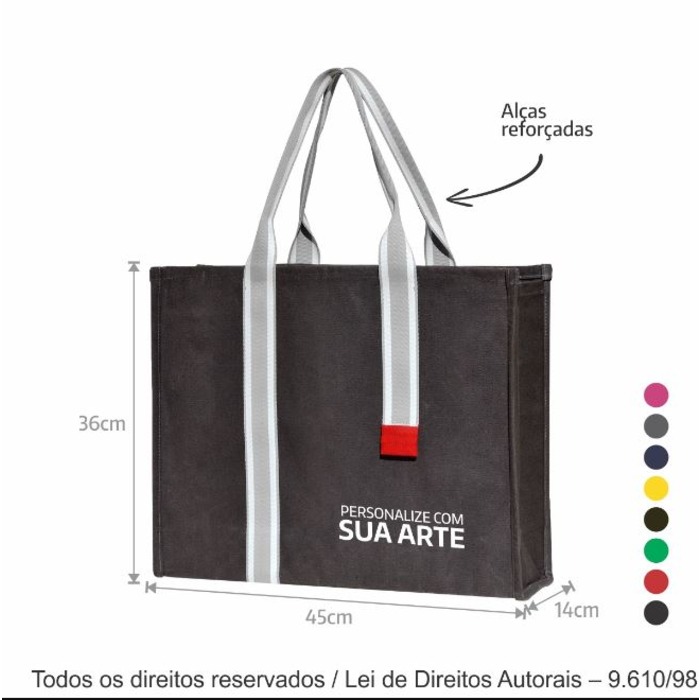 265LC SACOLA DE LONA COLORIDA 45X36X14CM CINZA ESCURO COM BICOLOR CINZA