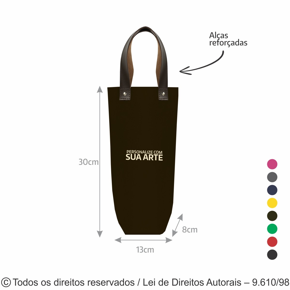 403LC PORTA VINHO DE LONA COLORIDA 240G 13X30X8CM MARROM ESCURO