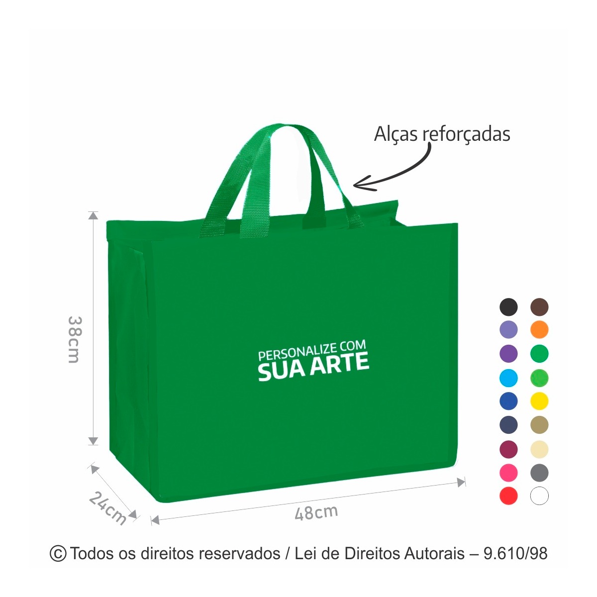 104N SACOLA DE NYLON 600G 48X38X24CM VERDE BANDEIRA