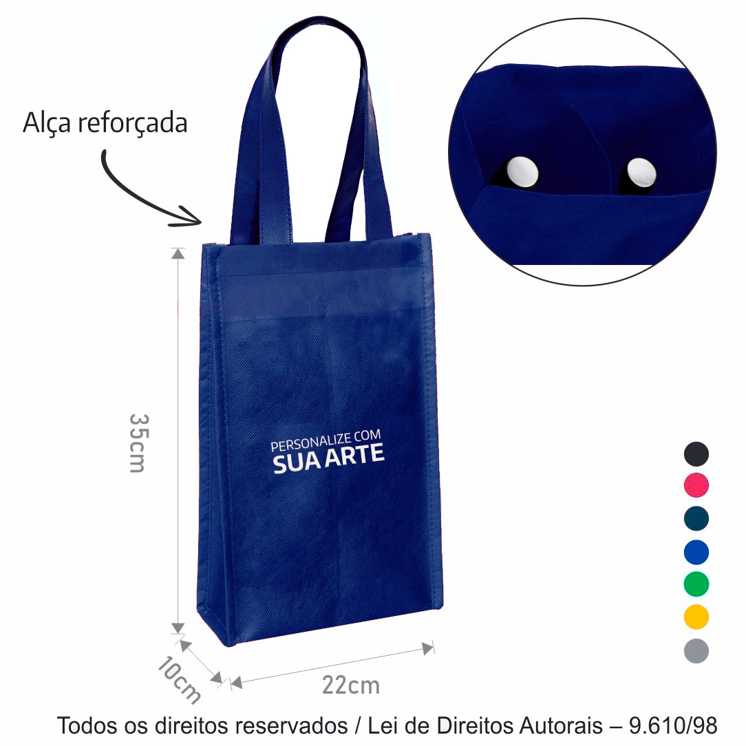 422T PORTA VINHO 2 GARRAFAS TNT 80G 22X35X10CM AZUL MARINHO