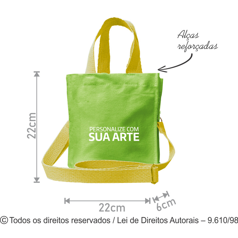 299LC MINI BAG DE LONA 240G 22X22X6CM VERDE LIMAO COM AMARELO