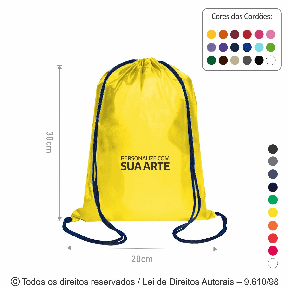 M19 MINE MOCHILA DE NYLON 70 RESINADO 20X30CM AMARELO COM AZUL MARINHO