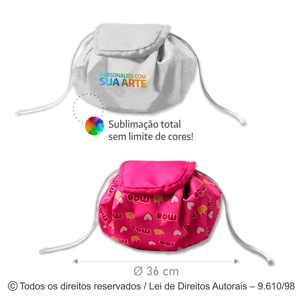 N106PL PORTA MAQUIAGEM  DE POLIESTER 36CM DIAMETRO BRANCO COM PINK