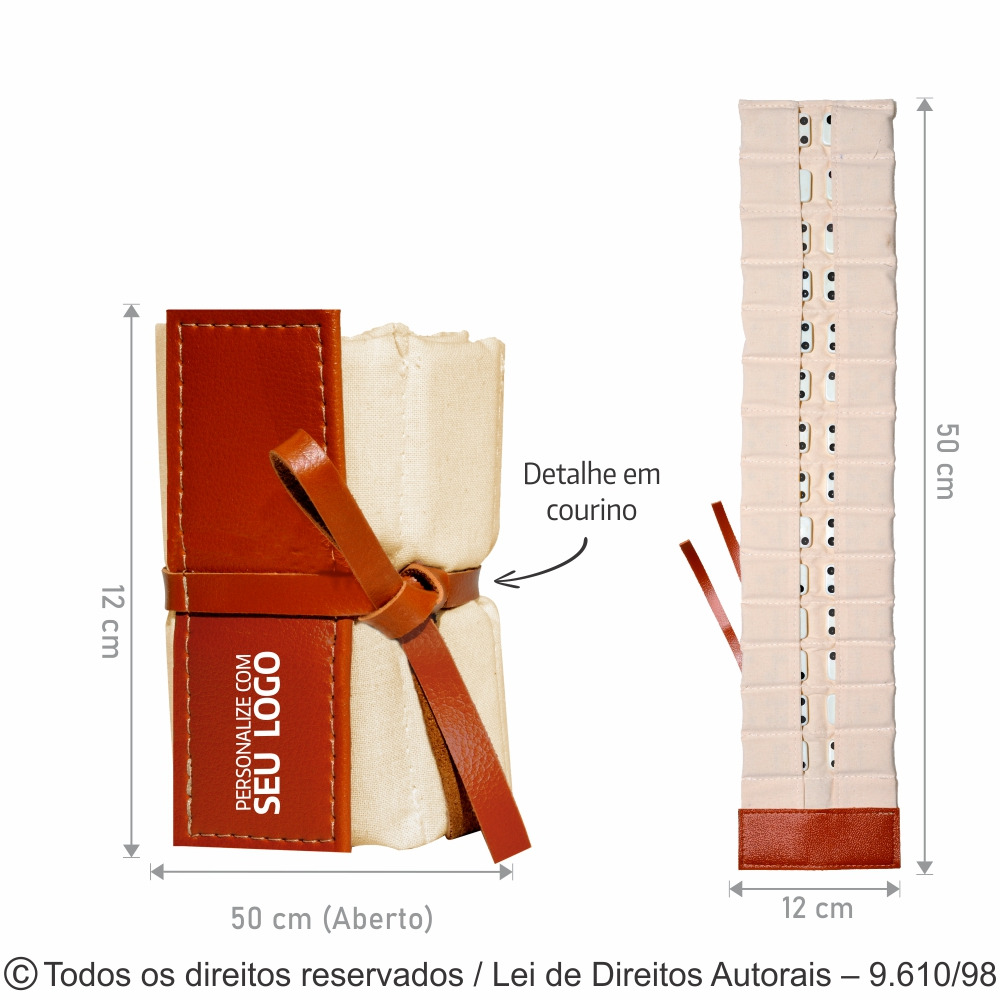 308A KIT DOMINO + PORTA DOMINO EM ALGODAO 160G 12X50CM CRU