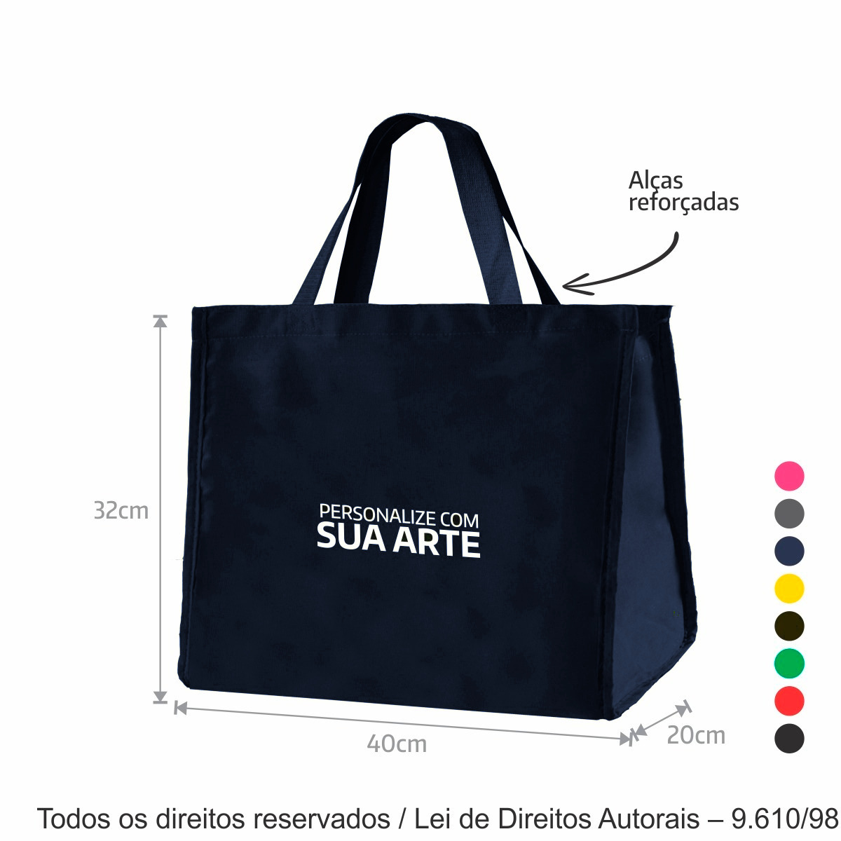 12LC SACOLA DE LONA COLORIDA 40X32X20CM AZUL MARINHO