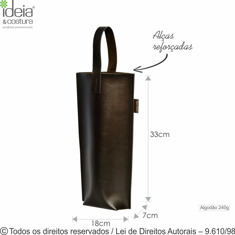 413M PORTA VINHO EM COURO 18X33X7CM PARA 1 GARRAFA MARROM