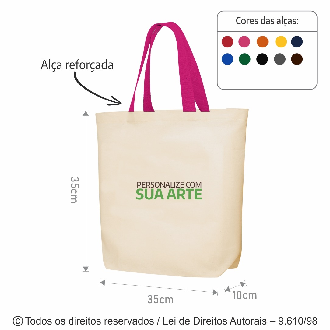 24LFC SACOLA DE LONA 240G 35X35X10CM NATURAL COM PINK
