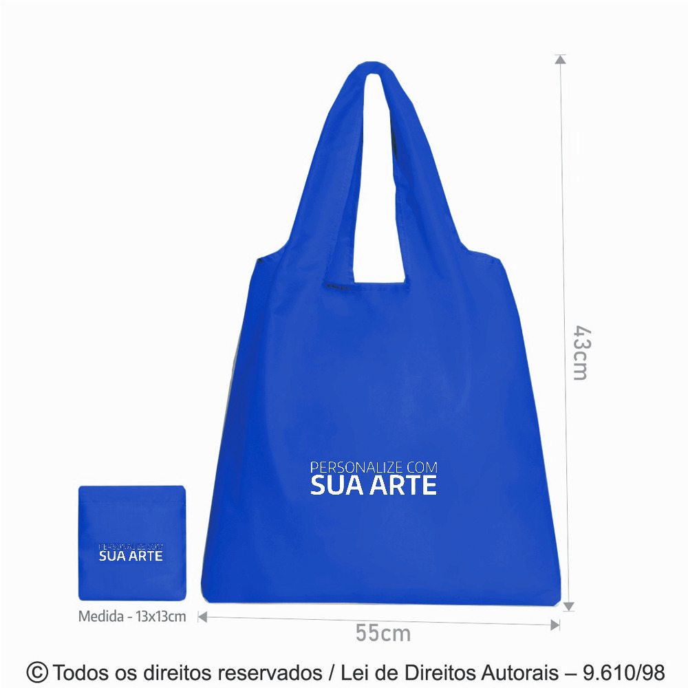 276N SACOLA DOBRAVEL NYLON 70 RESINADO 50X41CM AZUL ROYAL
