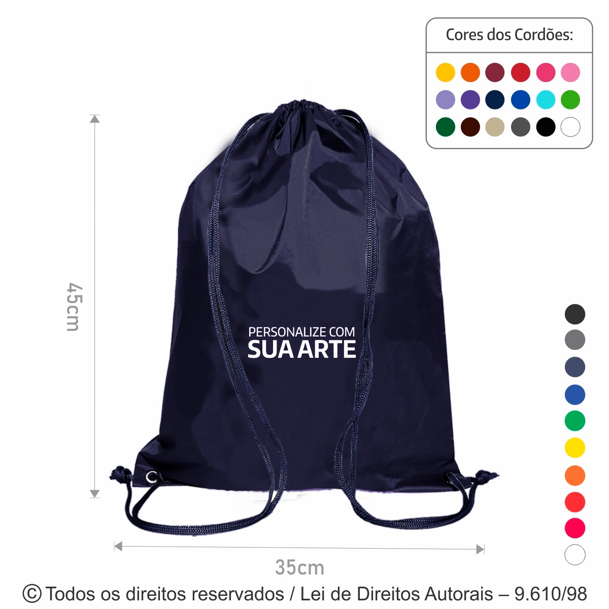 M5 MOCHILA DE NYLON 70 EMBORRACHADO 35X45CM AZUL MARINHO