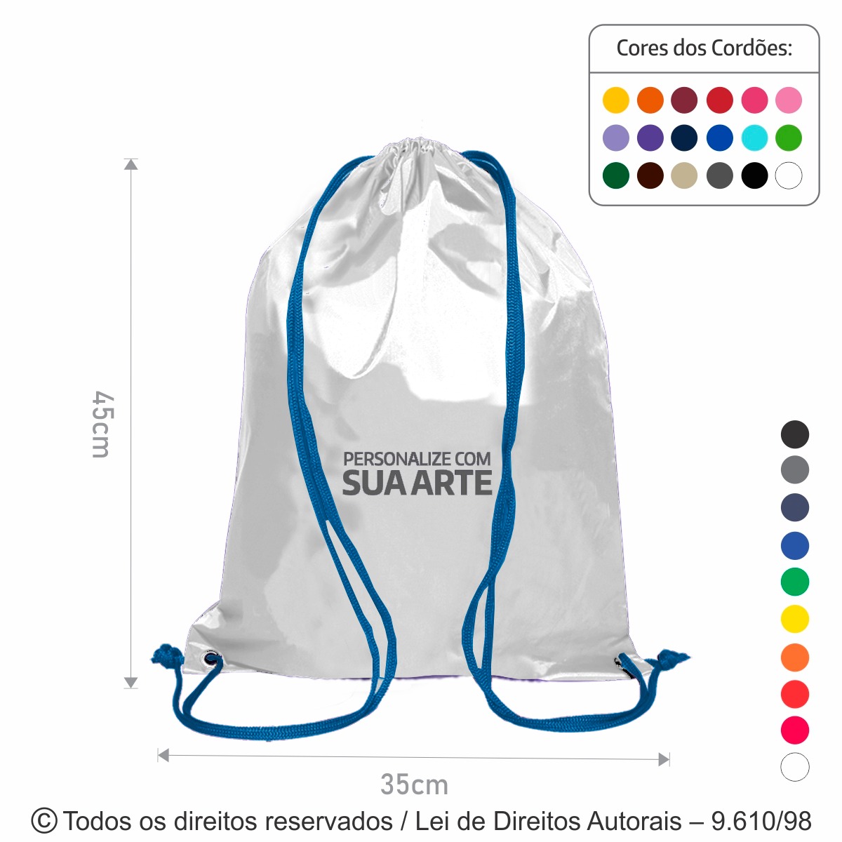 M5PL MOCHILA DE POLIESTER 301 35X45CM BRANCO COM AZUL ROYAL