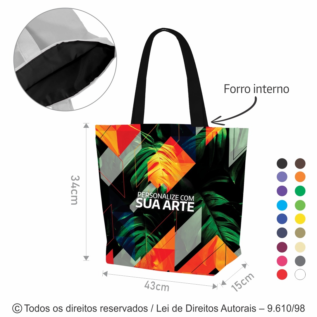 89PL SACOLA DE POLIESTER 301 43X34X15CM BRANCO COM PRETO