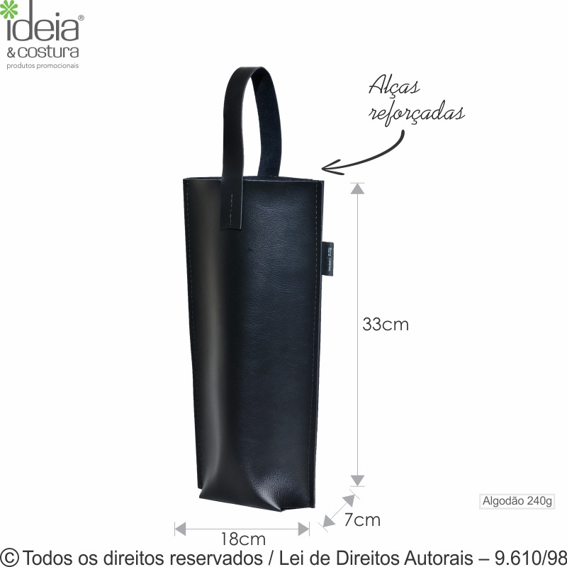 413M PORTA VINHO EM COURO 18X33X7CM PARA 1 GARRAFA PRETO