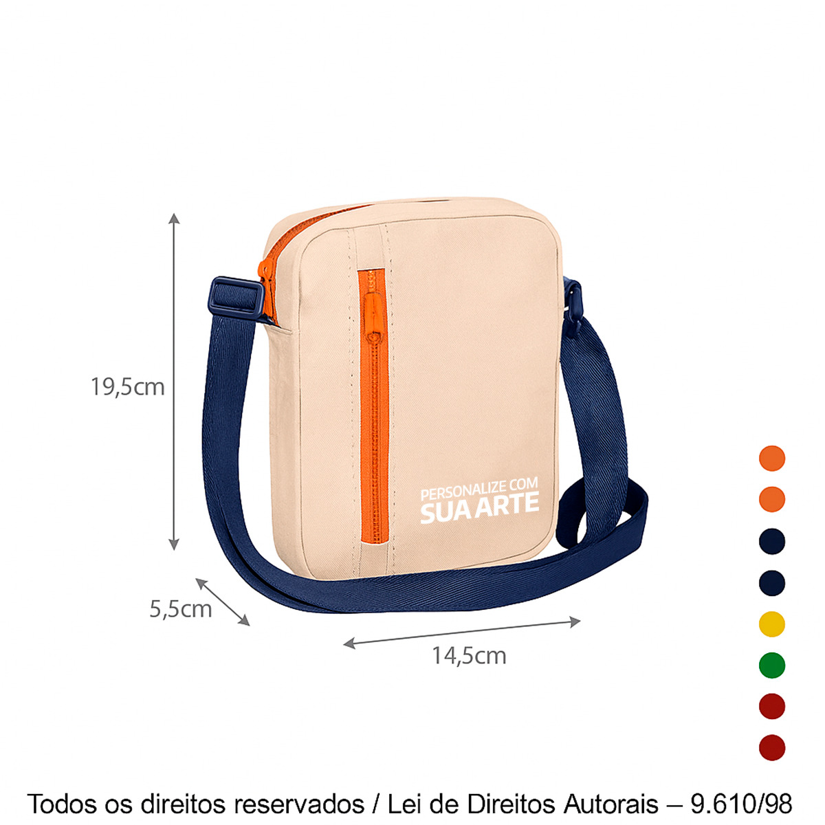 269LP SHOULDER BAG DE LONA 410G 14,5X19,5X5,5CM CRU COM AZUL MARINHO E LARANJA