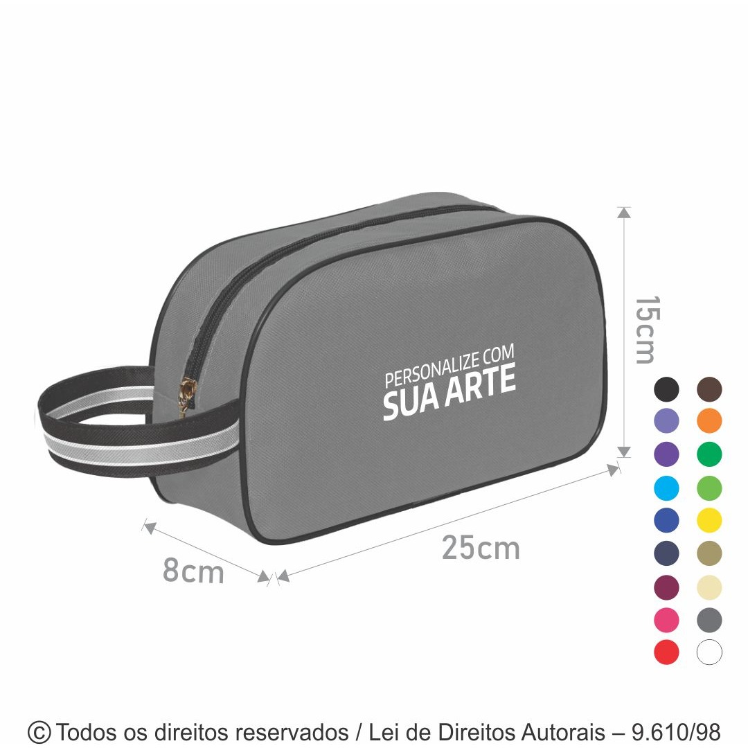 N66N NECESSAIRE DE NYLON 600G 25X15X8CM CINZA CLARO COM PRETO