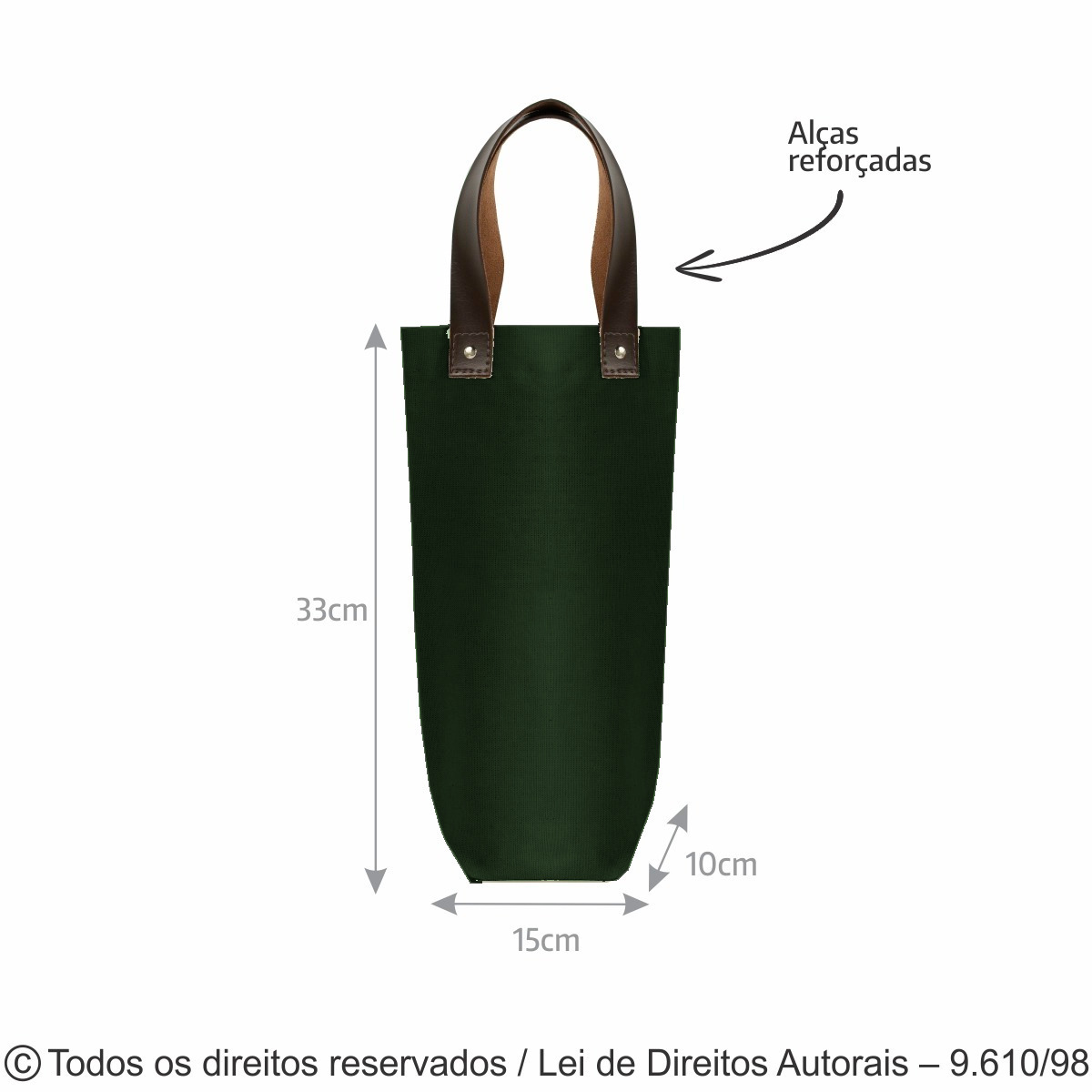 406LC PORTA GARRAFA PARA ESPUMANTE DE LONA COLORIDA 15X33X10CM VERDE MUSGO