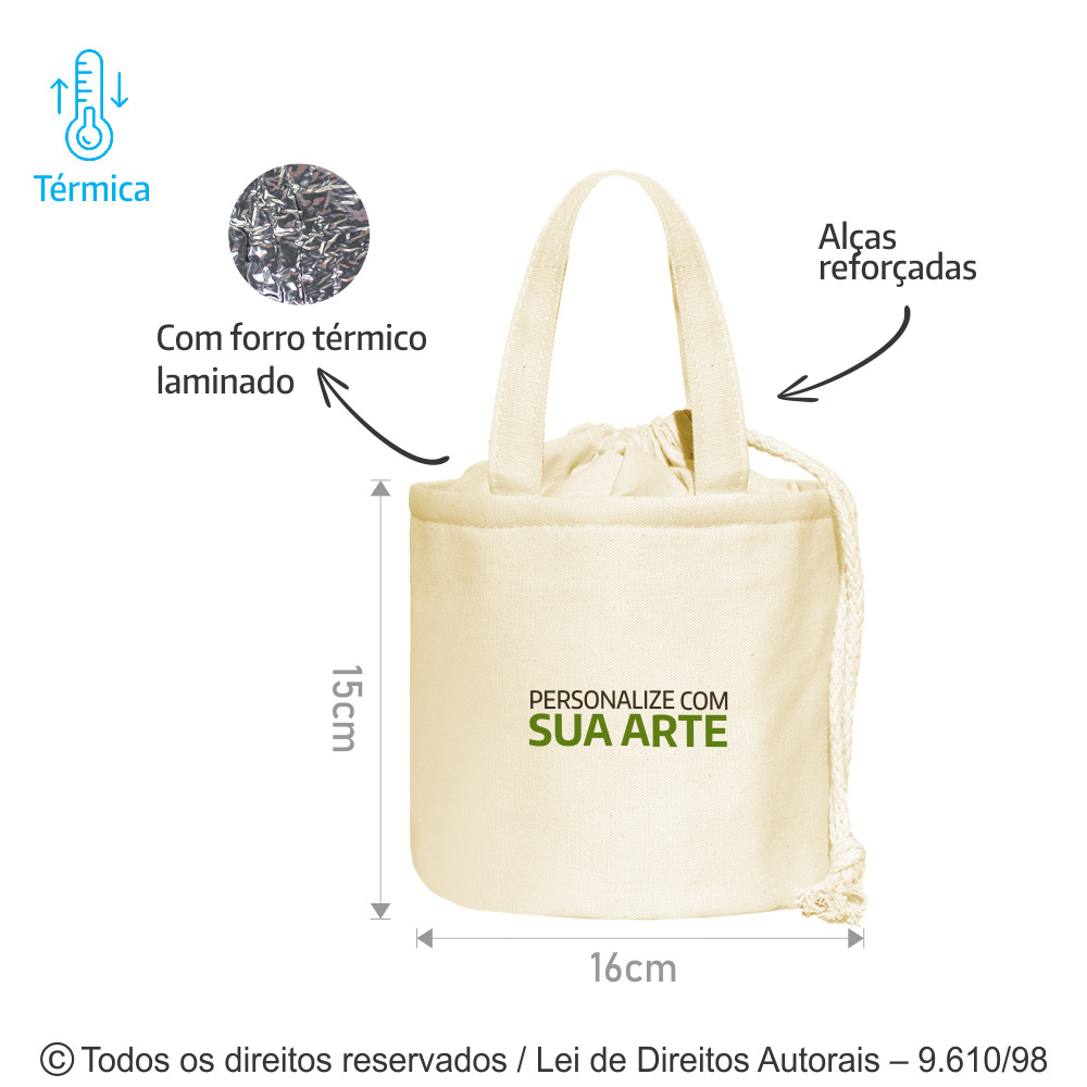 293L ORGANIZADOR DE LONA 240G COM FORRO METALIZADO 15X16CM CRU