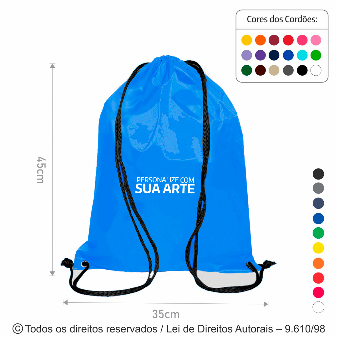 M5 MOCHILA DE NYLON 70 EMBORRACHADO 35X45CM AZUL ROYAL COM PRETO