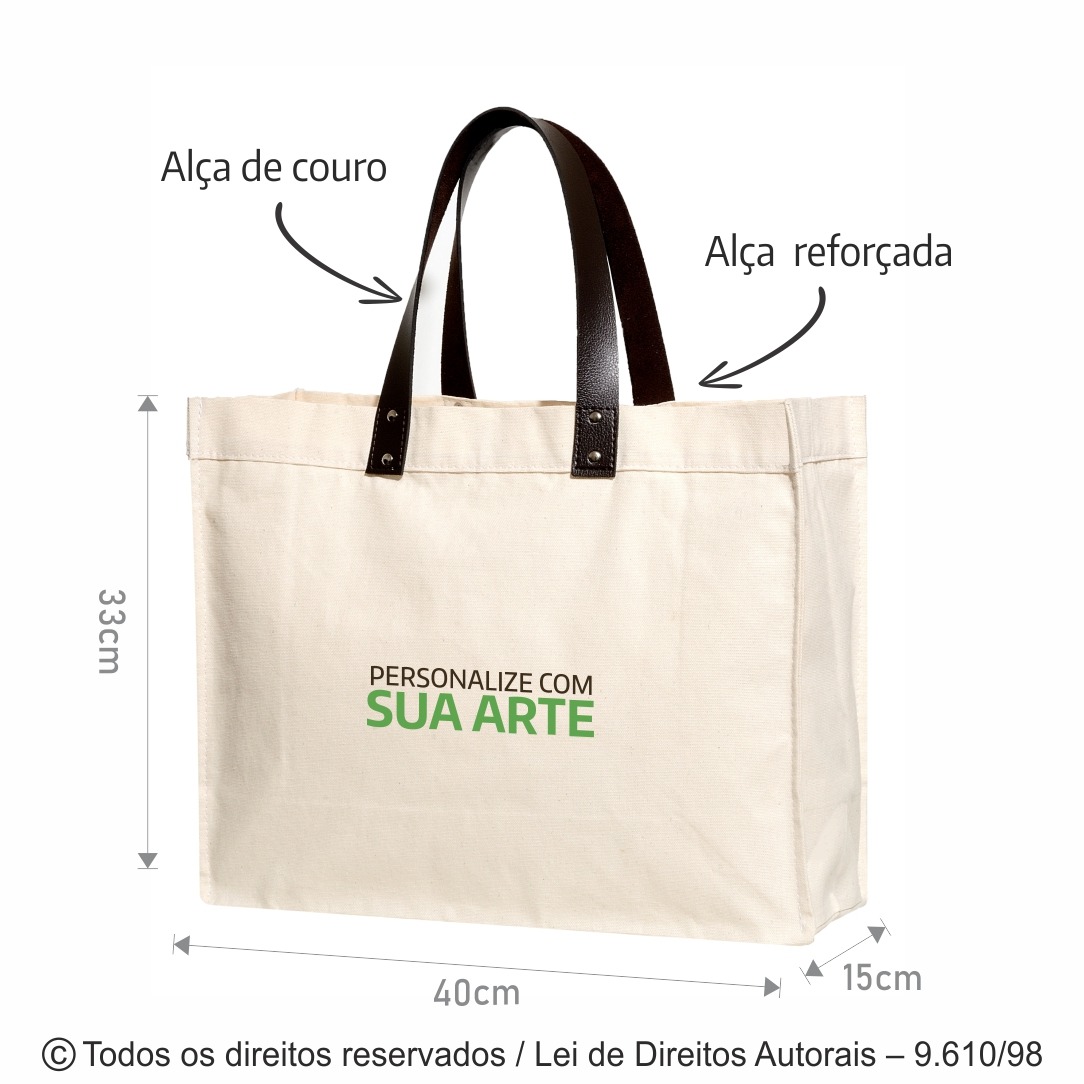 SM270 SACOLA DE LONA 240G 40x33x15CM NATURAL CAFÉ