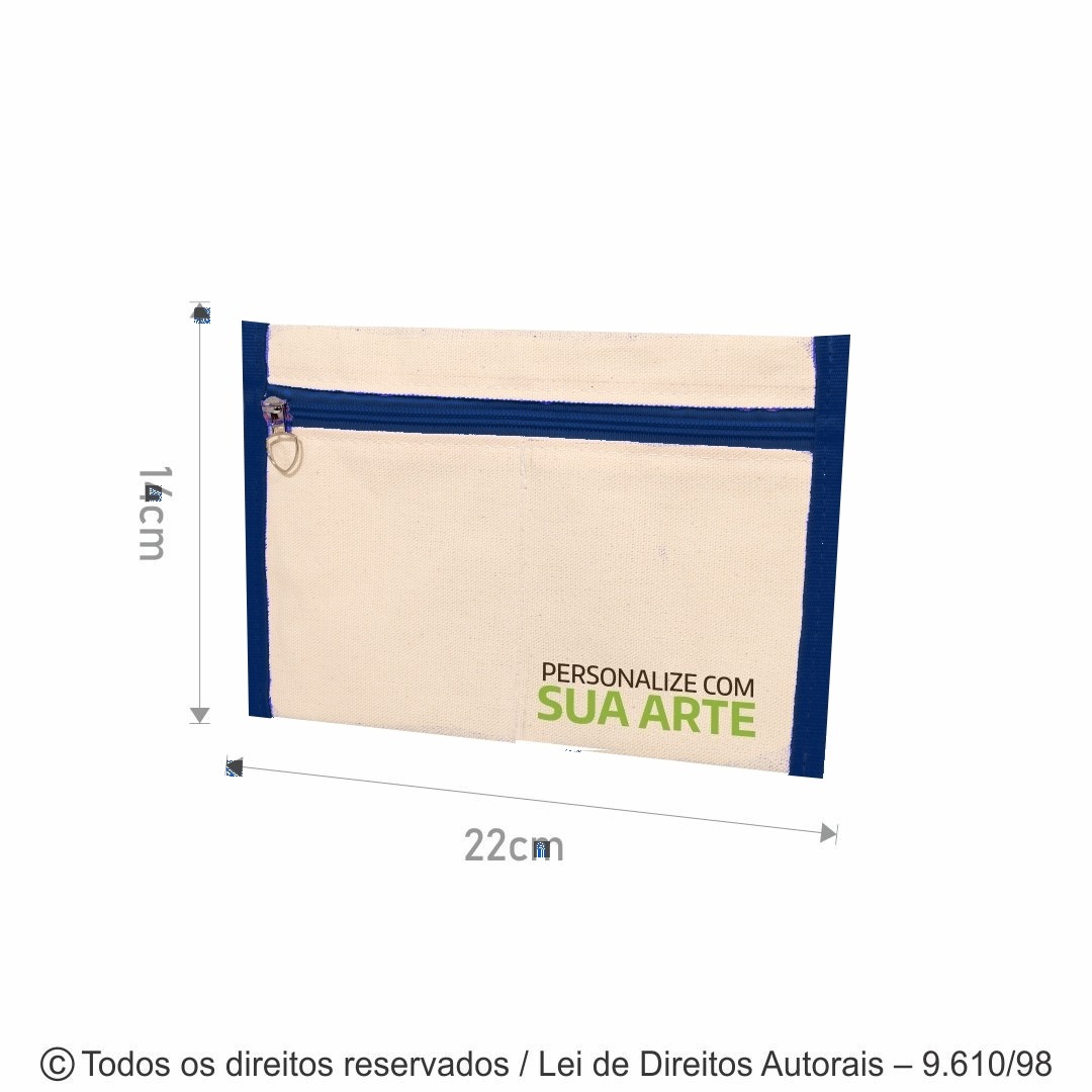 070L ORGANIZADOR DE LONA 240G 22X14CM CRU COM AZUL MARINHO
