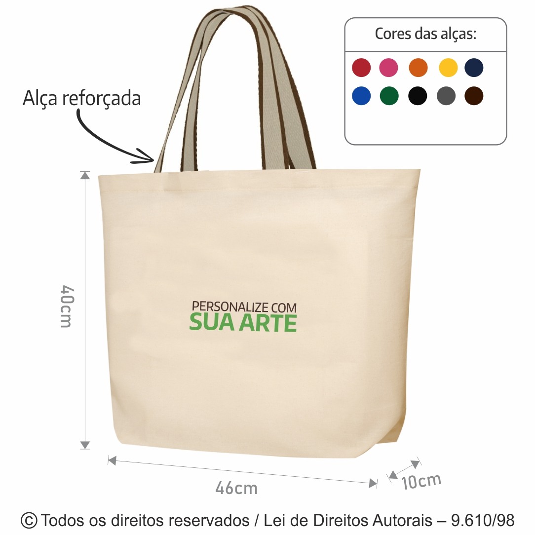 2LFC SACOLA DE LONA 240G 46X40X10CM NATURAL ALCA BICOLOR