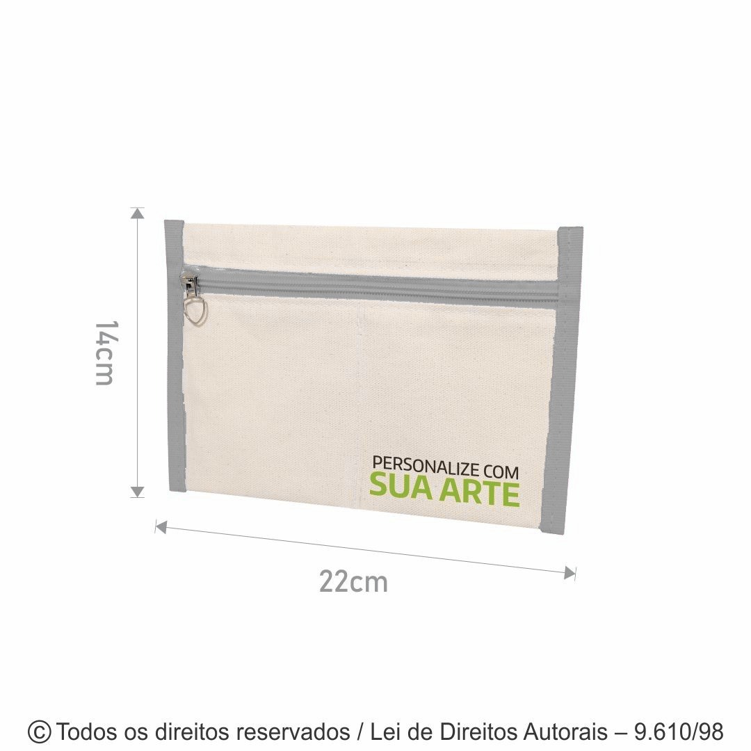 070L ORGANIZADOR DE LONA 240G 22X14CM CRU COM CINZA CLARO