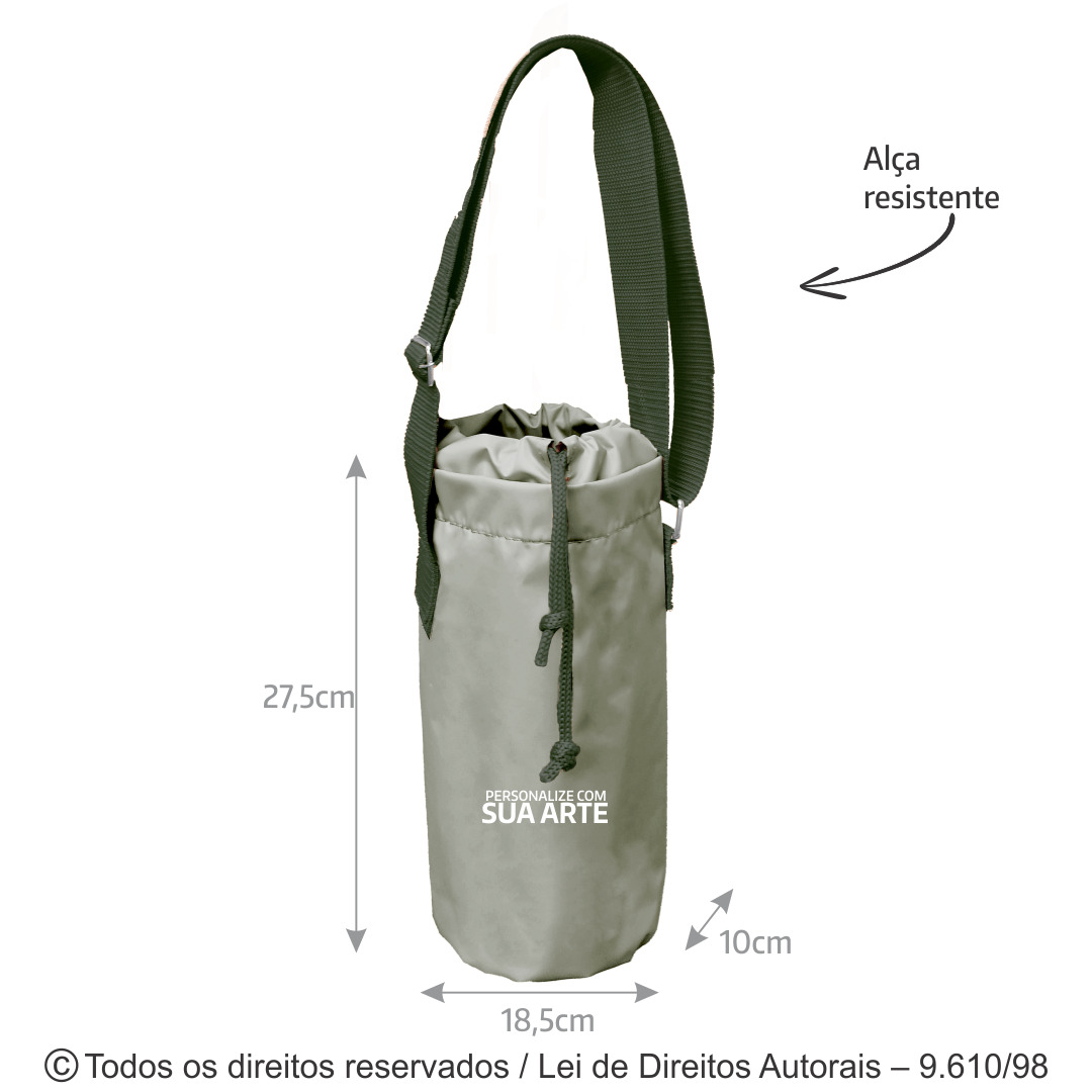 442N PORTA VINHO TERMICO  DE NYLON 70 EMBORRACHADO 16X28X10CM BEGE COM VERDE MUSGO