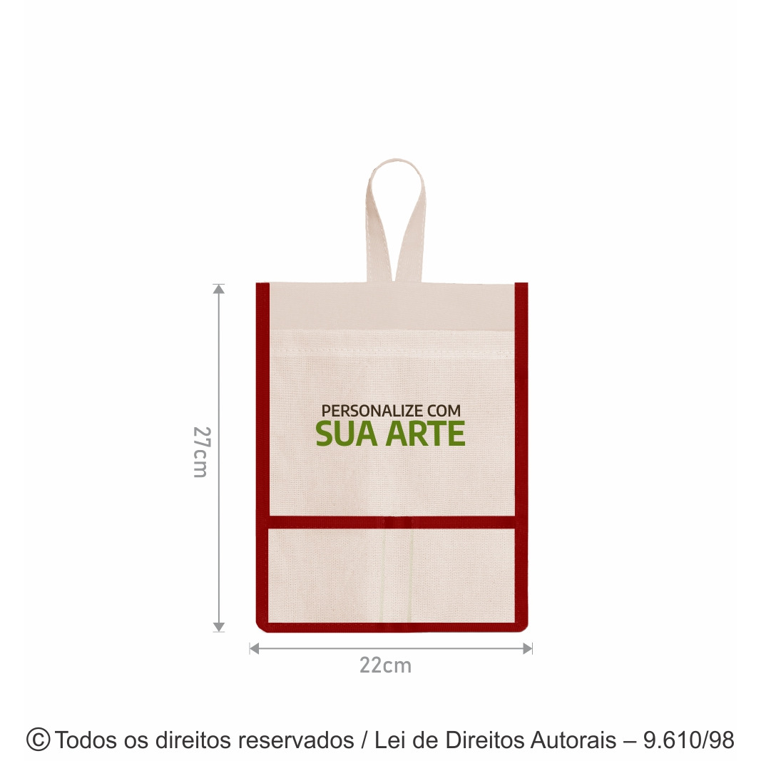 708L LIXOCAR DE LONA 240G 22X27CM NATURAL COM VERMELHO