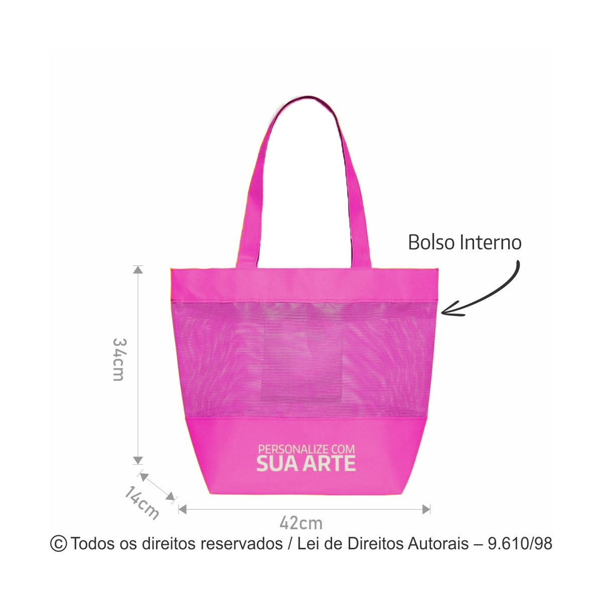43SFC BOLSA DE PRAIA NYLON COM TELA  42X34X14CM PINK
