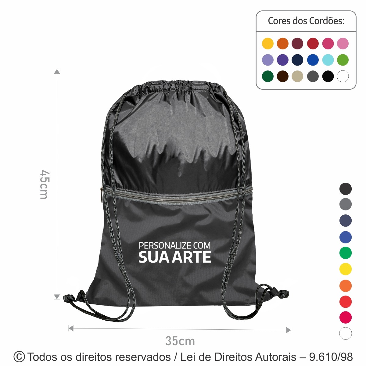 M34 MOCHILA DE NYLON 70 EMBORRACHADO 35X45CM CINZA ESCURO