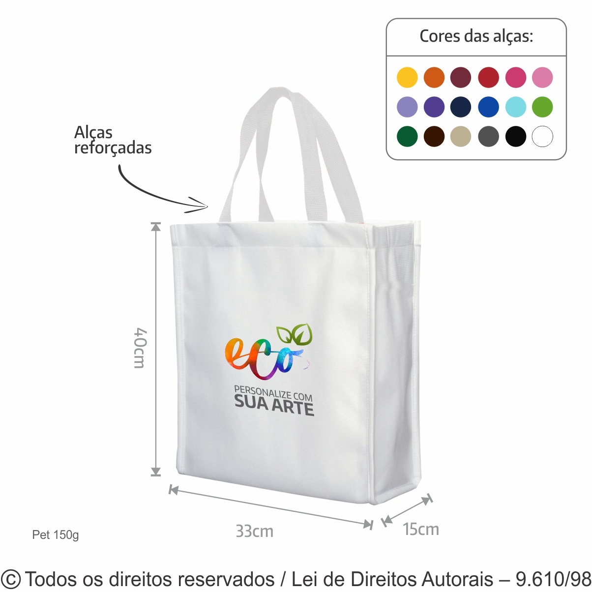 113PFC SACOLA DE PET 150G 33X40X15CM BRANCO