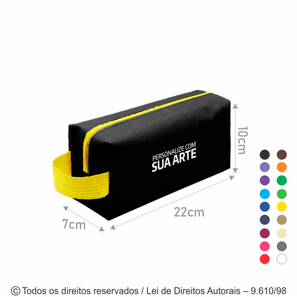 N6 NECESSAIRE DE NYLON 600G 22X10X7CM PRETO COM AMARELO