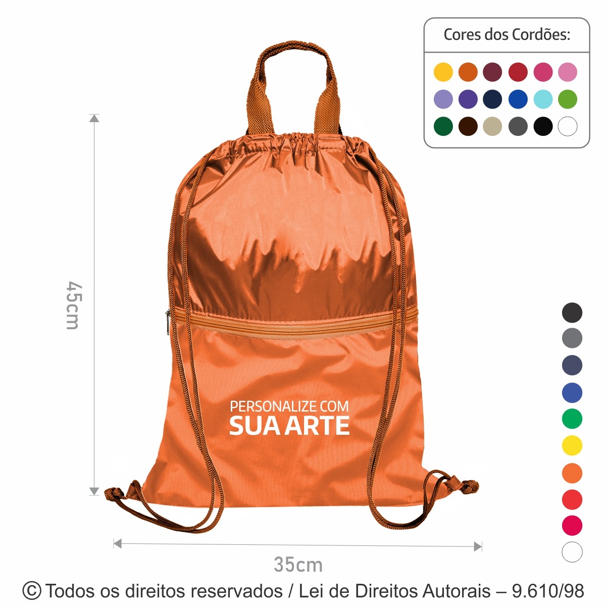 M8 MOCHILA DE NYLON 70 EMBORRACHADO 35X45CM LARANJA