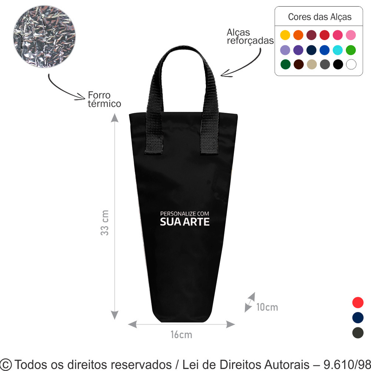 421PL PORTA GARRAFA TERMICO POLIESTER 30116X33X10CM PRETO