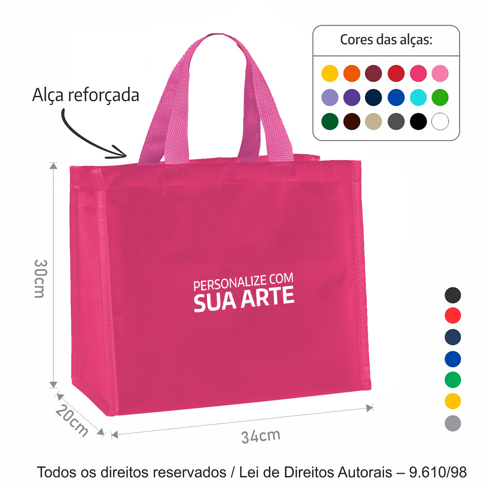 64T SACOLA DE TNT 80G  RETORNAVEL  34X30X20CM PINK