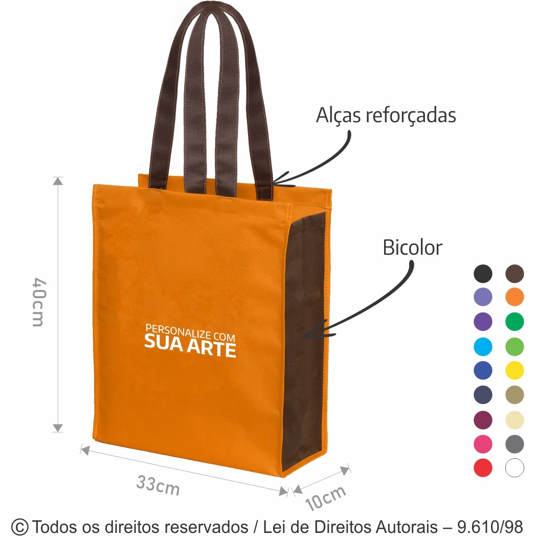 113N SACOLA DE NYLON 600G 33X40X15CM LARANJA COM MARROM