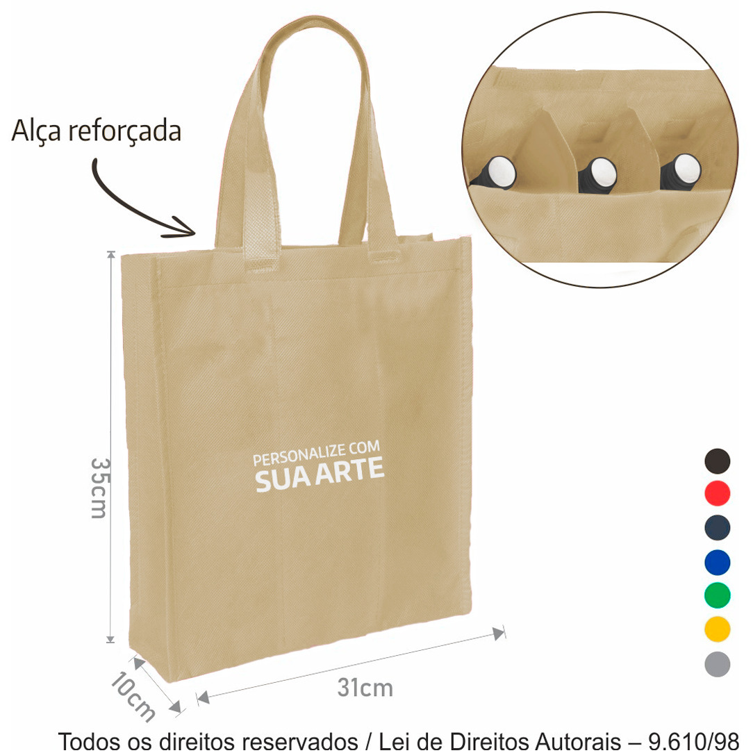 430T PORTA VINHO 3 GARRAFAS TNT 80G 31X35X10CM CREME