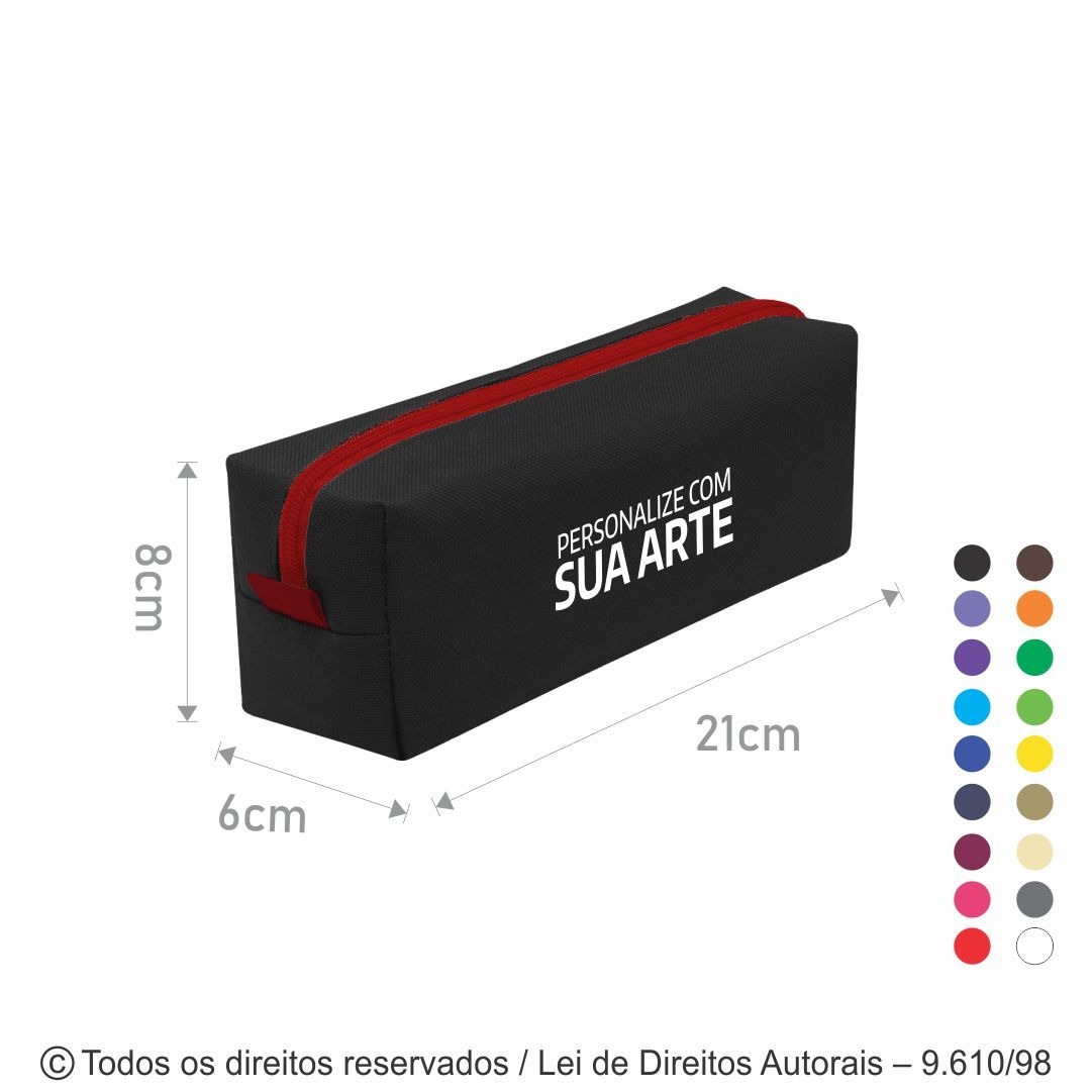 E3 ESTOJO EM NYLON 21X8X6CM CINZA ESCURO COM VERMELHO